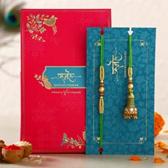 Ethnic Green Pearl And Lumba Rakhi Set - Rakhi Cards to UAE