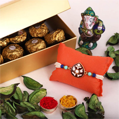 Etched Stone Rakhi and Ferrero - Exclusive Rakhi to USA