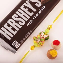 Verdant Green Rakhi & Hersheys - Rakhi and Chocolates to USA