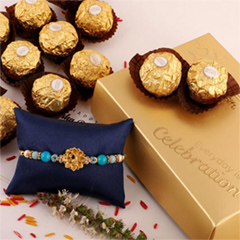 Lovely Peacock Rakhi and Ferrero - Rakhi and Chocolates to USA
