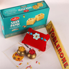 Enamelled Rakhi and Soan with Toblerone - Exclusive Rakhi to USA