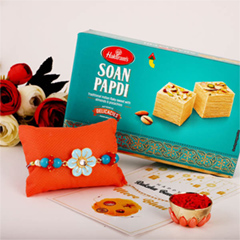 Pretty Enamelled Rakhi and Soan - Exclusive Rakhi to USA