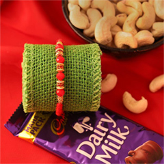 Traditional Beads Rakhi Combo - Rakhi and Dry Fruits to USA