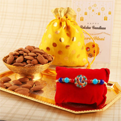 Spiritual Ganesha Rakhi and Almond - Rakhi and Dry Fruits to USA