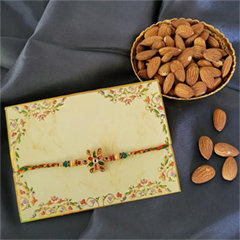 Almond with Apealling Rakhi - Rakhi and Dry Fruits to USA