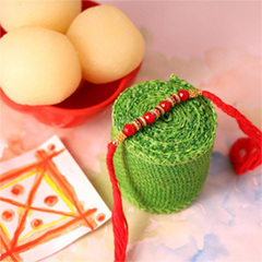 Rasgulla with Traditional Beads Rakhi - Exclusive Rakhi to USA