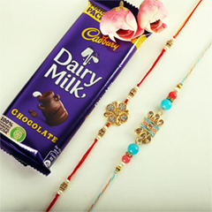 Delicate Rakhis and Cadbury Bar - Exclusive Rakhi to USA
