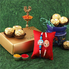 Sequins Rakhi Pair & 12pc Ferrero