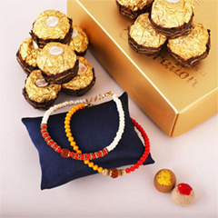 Ferrero with Two Beads Rakhi - Send Rakhi to New York