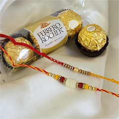Sweet Ferrero Rakhi Set - Rakhi and Chocolates to USA