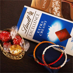 Sleek Rakhis with Lindt Bar and Lindor - Rakhi and Chocolates to USA