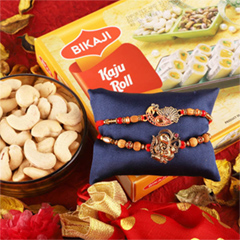 Superb Ganesha - Peacock Rakhi Combo - Rakhi and Dry Fruits to USA