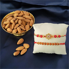 Stylish Rakhi Set with Almongs - Rakhi and Dry Fruits to USA