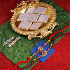 Exclusive Colourful Rakhi Combo - Thali Hampers to USA
