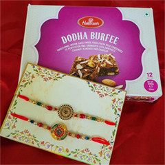 Dodha Barfi with Royal Rakhi Set - Send Rakhi to New York