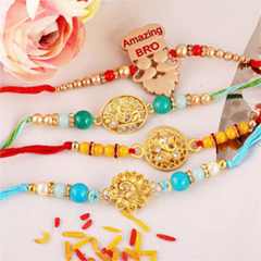 Glistening Rakhi for Four - Exclusive Rakhi to USA