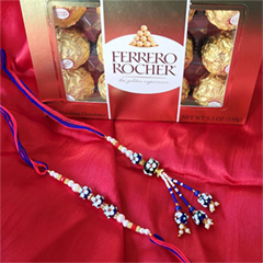 Blue Lumba Set with Ferrero - Exclusive Rakhi to USA
