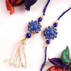Blue Floral Lumba Rakhi Set