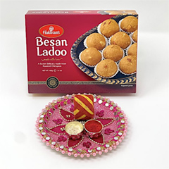 Blissful Thali and Besan Laddoo - Bhai Dooj Gifts to New York