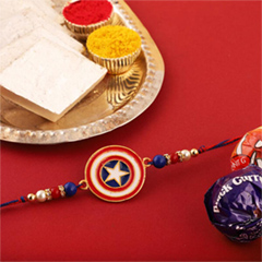 Kaju Katli with Captain America Rakhi to USA - Kids Rakhi to USA