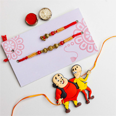 Bhaiya Bhabhi & Motu Patlu Set of 3 Rakhis - Bhaiya Bhabhi Rakhi to Australia