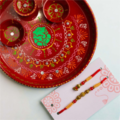 Gujarati Style Bhaiya Bhabhi Pair with Pooja Thali - Bhaiya Bhabhi Rakhi to Australia