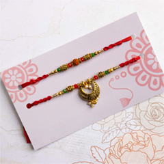 White Moti and Rudraksh Bhaiya Bhabhi Rakhi - Bhaiya Bhabhi Rakhi to Australia