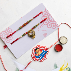 Bhaiya Bhabhi & Kids Cartoon Hanuman Set of 3 Rakhis - Bhaiya Bhabhi Rakhi to Australia