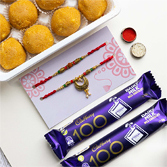 Bhaiya Bhabhi Rakhi with Sweets & Chocolates - Rakhi Hampers to Australia