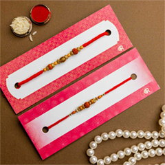 Set of 2 Antique Rudraksha Rakhis - Rakhi Sets to Australia