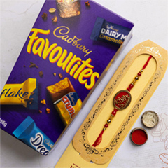 Ganpati Rakhi With Cadbury Favourites Pack - Rakhi Chocolates to Australia