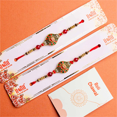Set of 2 Designer Om Rakhis - Rakhi Sets to Australia