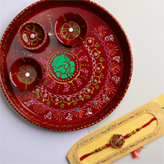 Veera Rakhi With Ganesha Pooja Thali - Rakhi Thali to Australia