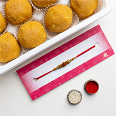 Rudraksh Rakhi With Besan Laddoo - Rakhi Sweets to Australia