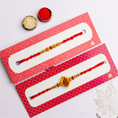 Beautiful Om, Beads & Rudraksha Set of 2 Rakhis - Rakhi Sets to Australia