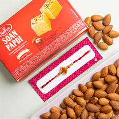 Om Rakhi With Soan Papdi & Almonds - Rakhi Dry Fruits to Australia